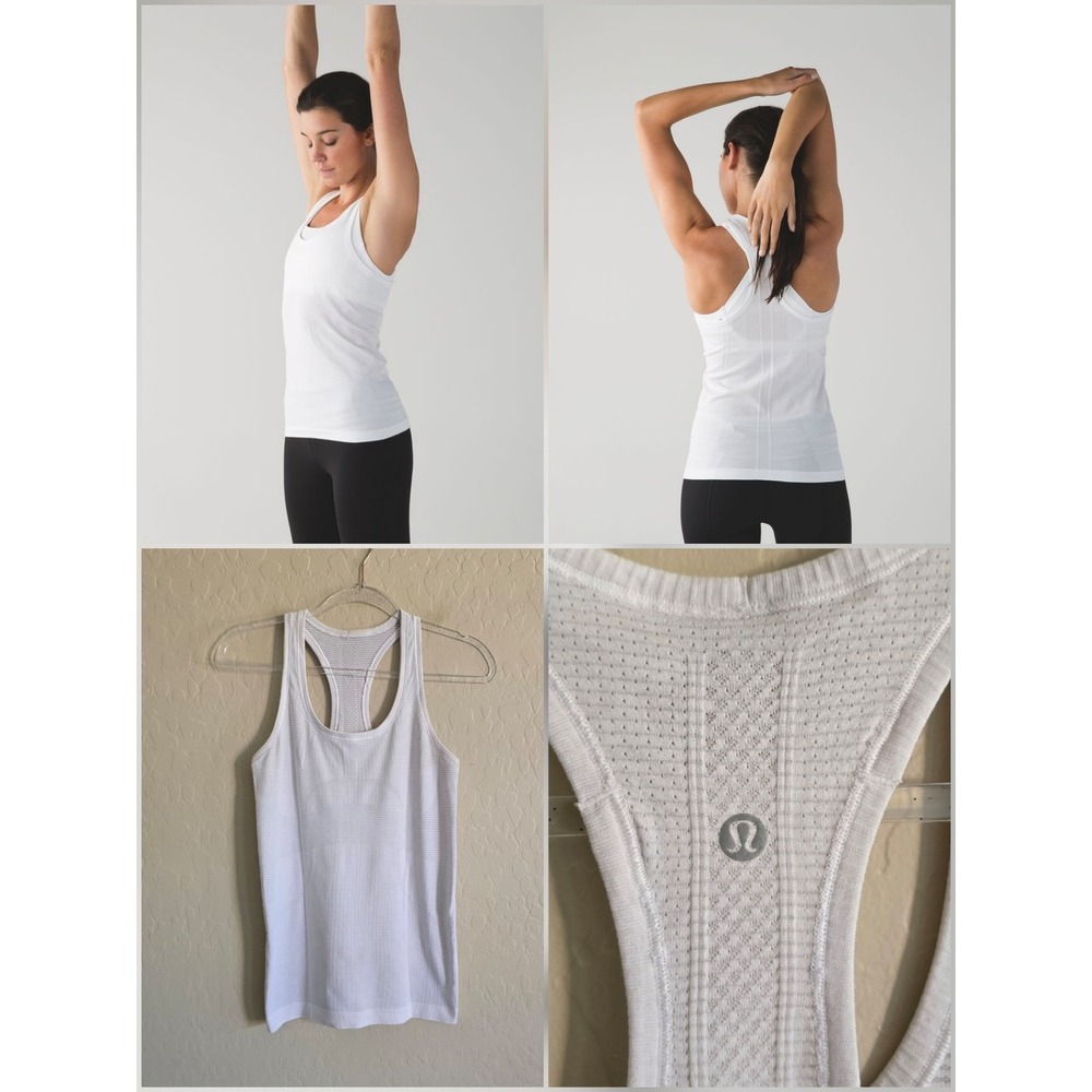 Lululemon Swiftly Speed Racerback Tank Size 6 Heathered white